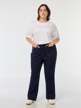 Pantaloni wide leg in denim raw