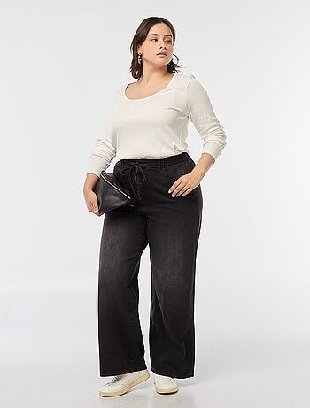 Pantaloni wide leg in denim raw