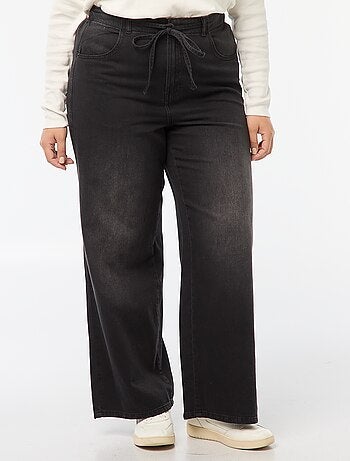 Pantaloni wide leg in denim raw