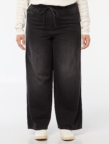 Pantaloni wide leg in denim raw