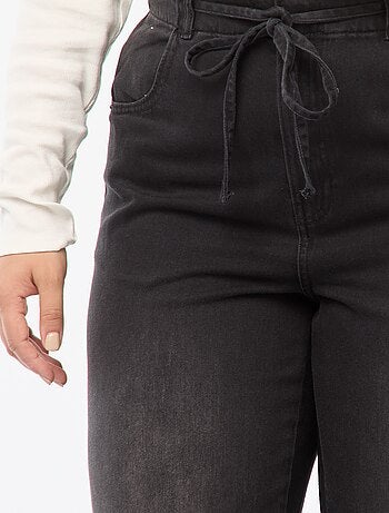 Pantaloni wide leg in denim raw