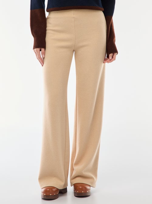 Pantaloni wide leg in maglia effetto peluche - Kiabi