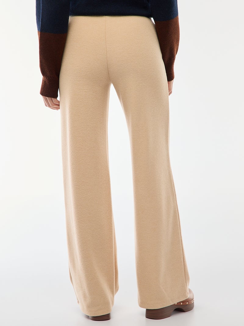 Pantaloni wide leg in maglia effetto peluche Beige - Kiabi