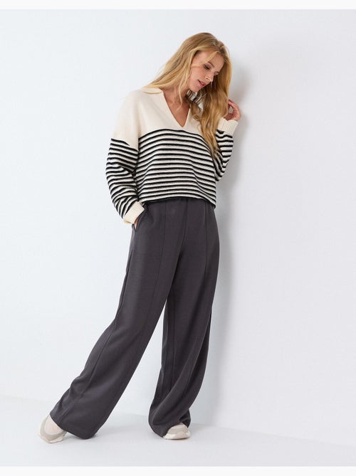 Pantaloni wide leg in maglia interlock, mo fashion - Kiabi Pantaloni wide leg in maglia interlock, mo fashion - Kiabi