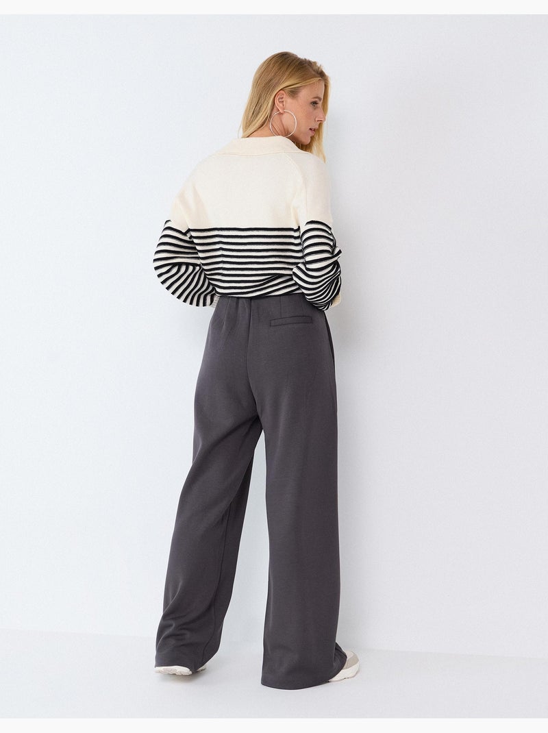 Pantaloni wide leg in maglia interlock, mo fashion Grigio - Kiabi