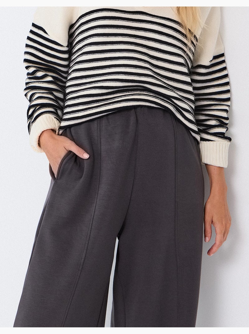Pantaloni wide leg in maglia interlock, mo fashion Grigio - Kiabi