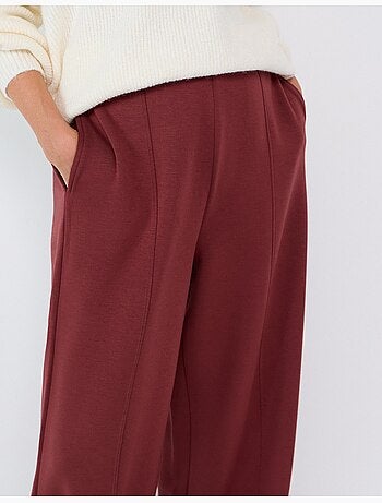 Pantaloni wide leg in maglia interlock, mo fashion