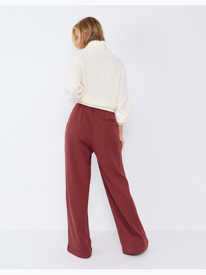 Pantaloni wide leg in maglia interlock, mo fashion Marrone - Kiabi