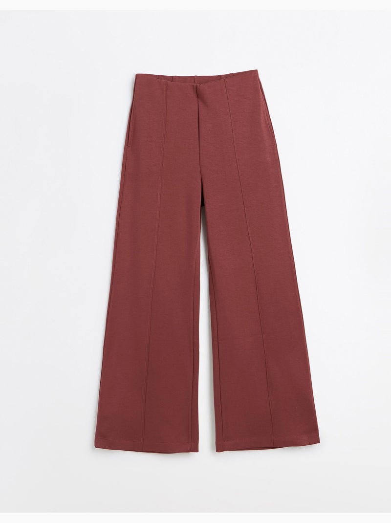 Pantaloni wide leg in maglia interlock, mo fashion Marrone - Kiabi