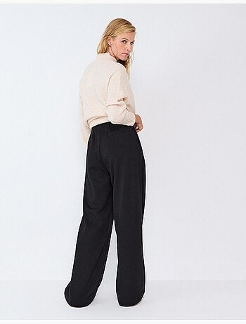 Pantaloni wide leg in maglia interlock, mo fashion