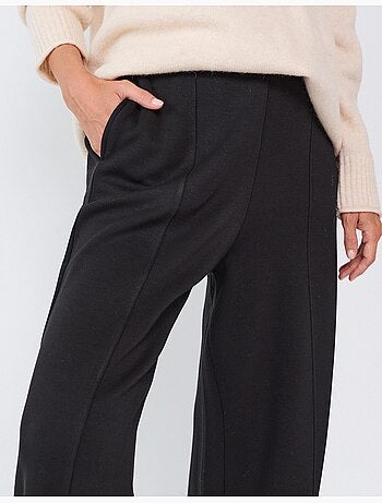 Pantaloni wide leg in maglia interlock, mo fashion