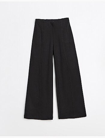 Pantaloni wide leg in maglia interlock, mo fashion