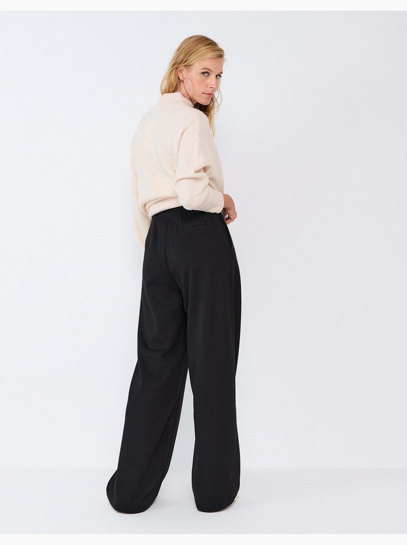 Pantaloni wide leg in maglia interlock, mo fashion Nero - Kiabi
