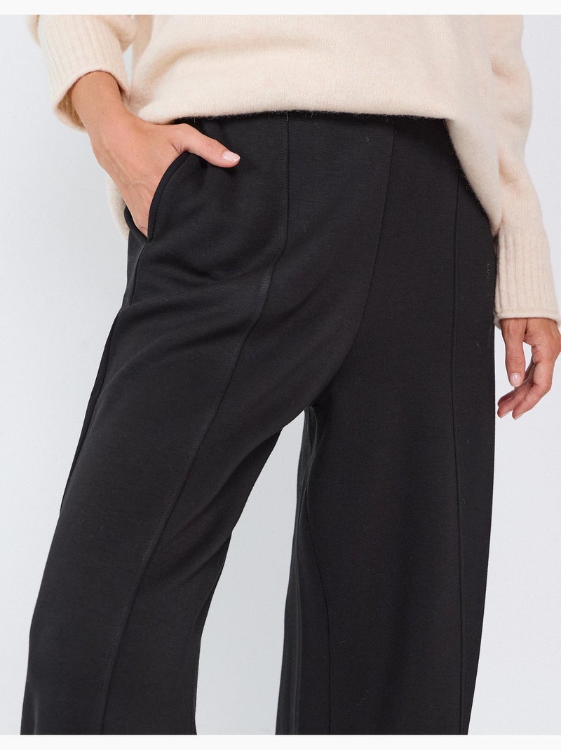 Pantaloni wide leg in maglia interlock, mo fashion Nero - Kiabi