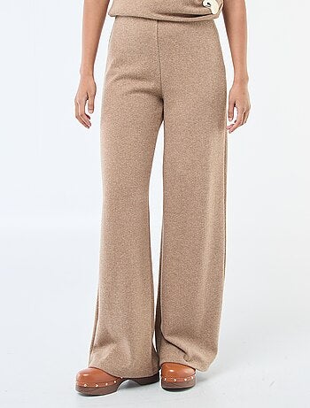 Pantaloni wide leg in maglia effetto peluche