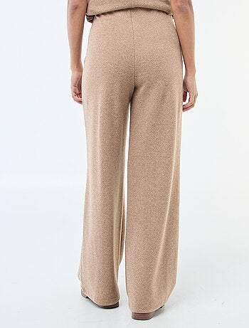 Pantaloni wide leg in maglia effetto peluche