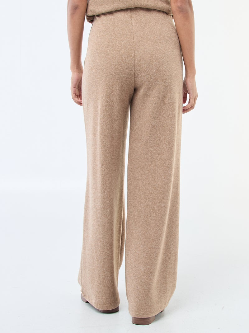 Pantaloni wide leg in maglia morbida Beige - Kiabi