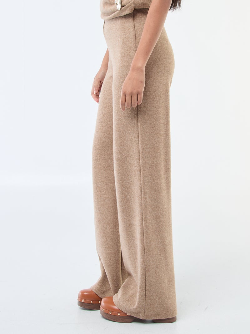 Pantaloni wide leg in maglia morbida Beige - Kiabi