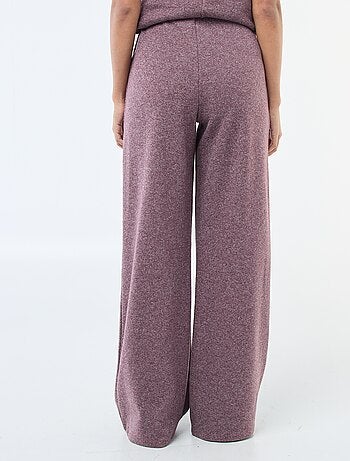Pantaloni wide leg in maglia effetto peluche