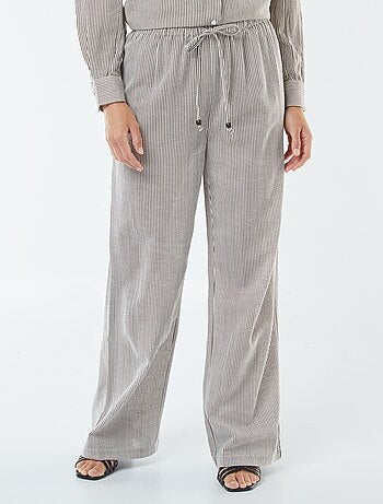 Pantaloni wide leg in misto lino