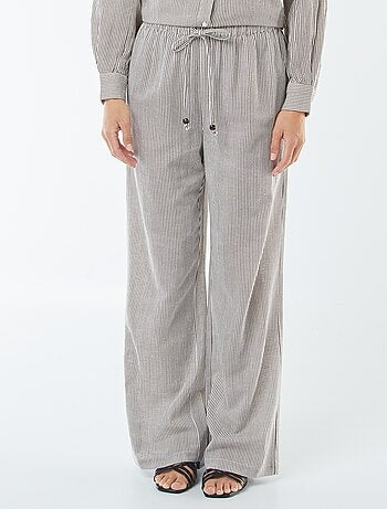 Pantaloni wide leg in misto lino