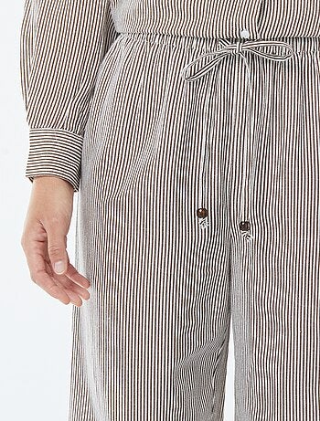Pantaloni wide leg in misto lino