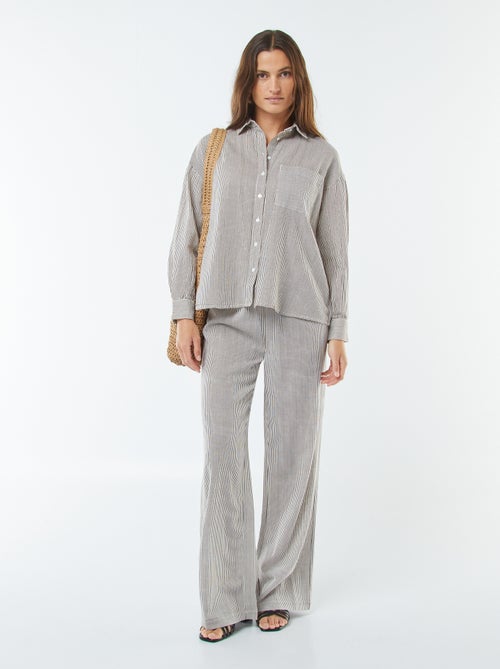 Pantaloni wide leg in misto lino - Kiabi