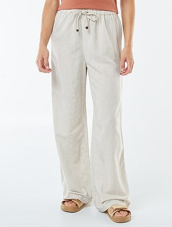 Pantaloni wide leg in misto lino