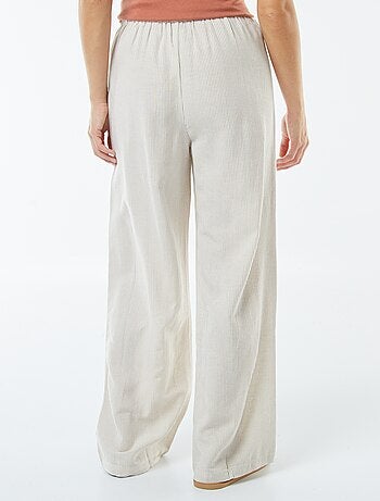 Pantaloni wide leg in misto lino