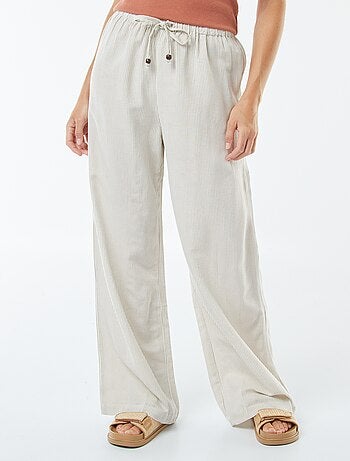 Pantaloni wide leg in misto lino