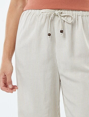 Pantaloni wide leg in misto lino
