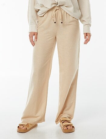 Pantaloni wide leg in misto lino