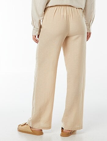 Pantaloni wide leg in misto lino