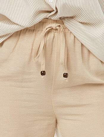 Pantaloni wide leg in misto lino