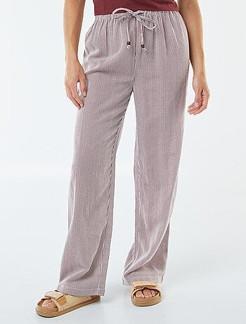 Pantaloni wide leg in misto lino