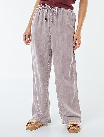 Pantaloni wide leg in misto lino