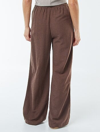 Pantaloni wide leg in misto lino