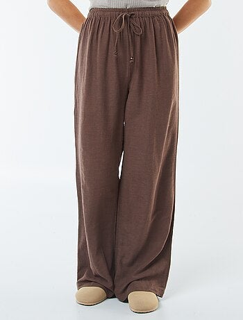 Pantaloni wide leg in misto lino
