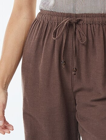 Pantaloni wide leg in misto lino