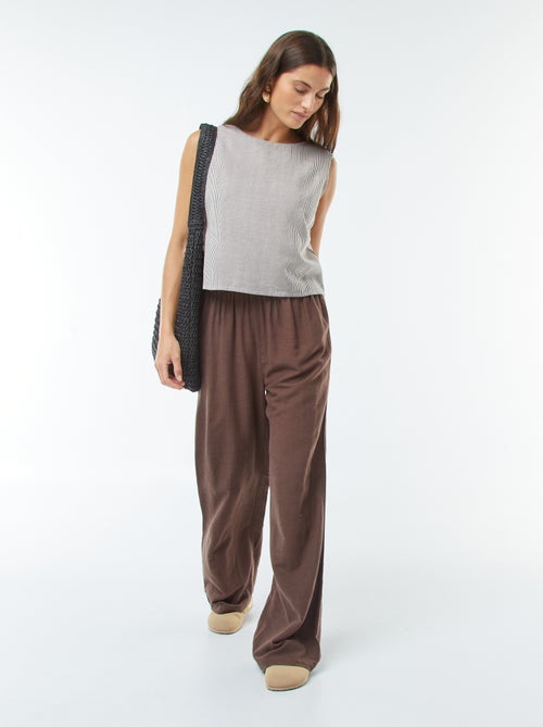 Pantaloni wide leg in misto lino - Kiabi