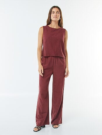 Pantaloni wide leg in misto lino
