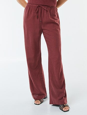 Pantaloni wide leg in misto lino