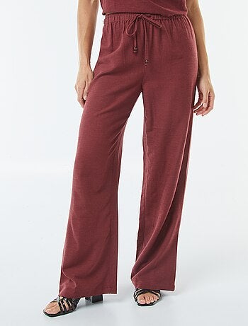Pantaloni wide leg in misto lino