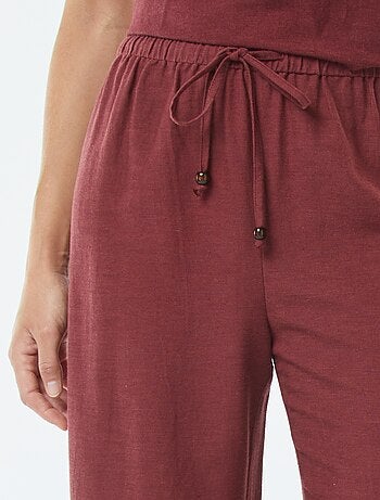 Pantaloni wide leg in misto lino