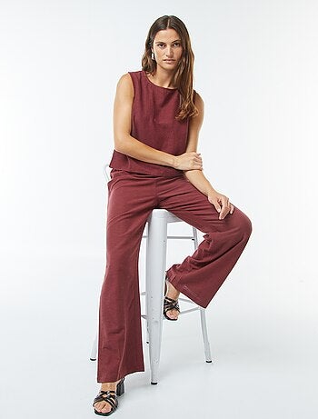 Pantaloni wide leg in misto lino