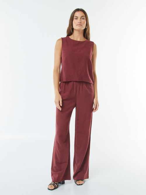 Pantaloni wide leg in misto lino - Kiabi