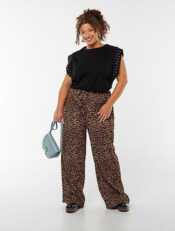 Pantaloni wide leg in tessuto plissettato