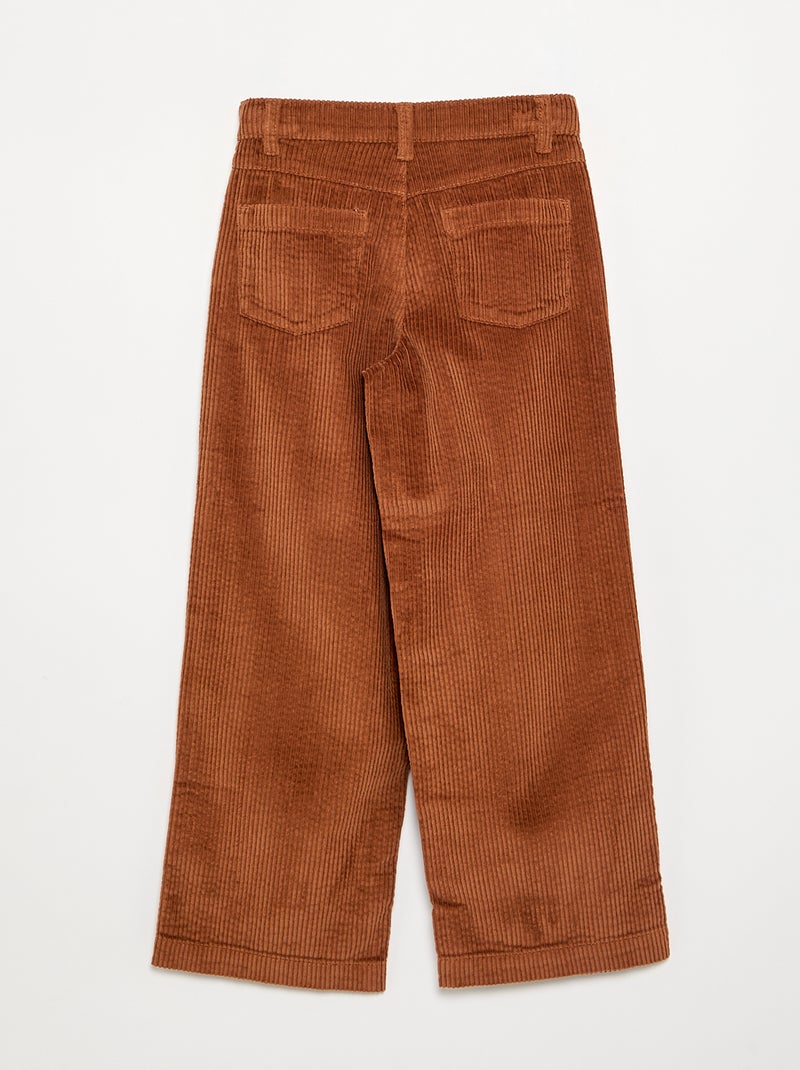 Pantaloni wide leg in velluto a coste Marrone - Kiabi