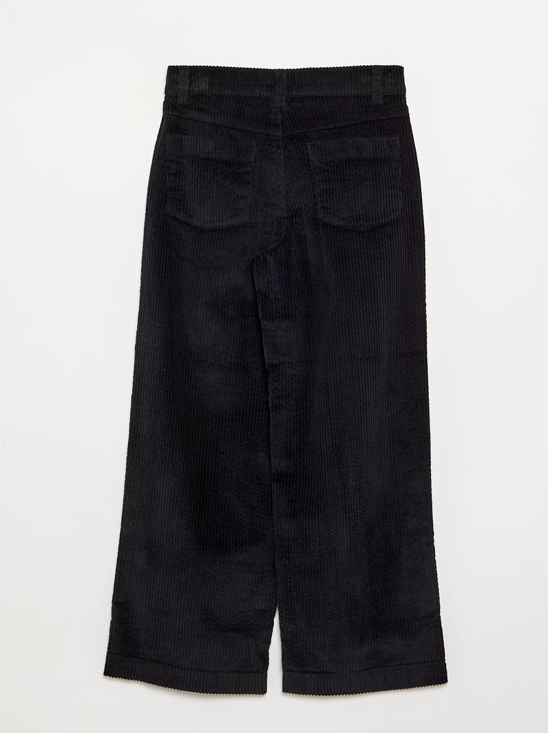 Pantaloni wide leg in velluto a coste Nero - Kiabi