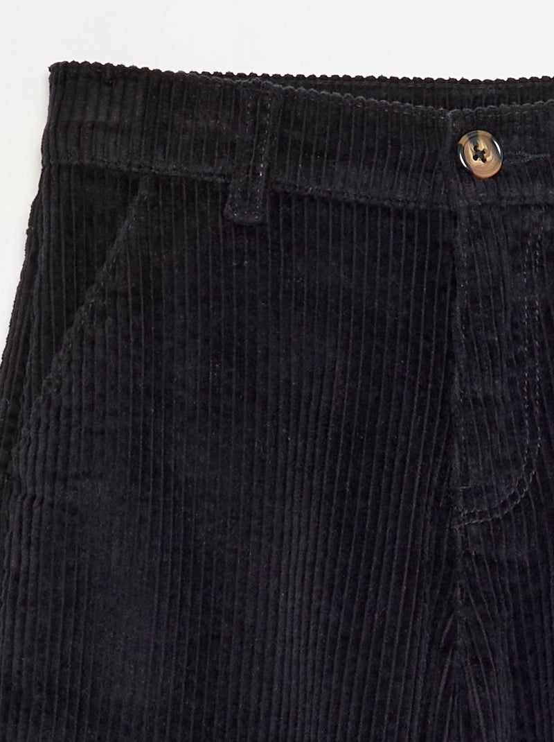 Pantaloni wide leg in velluto a coste Nero - Kiabi
